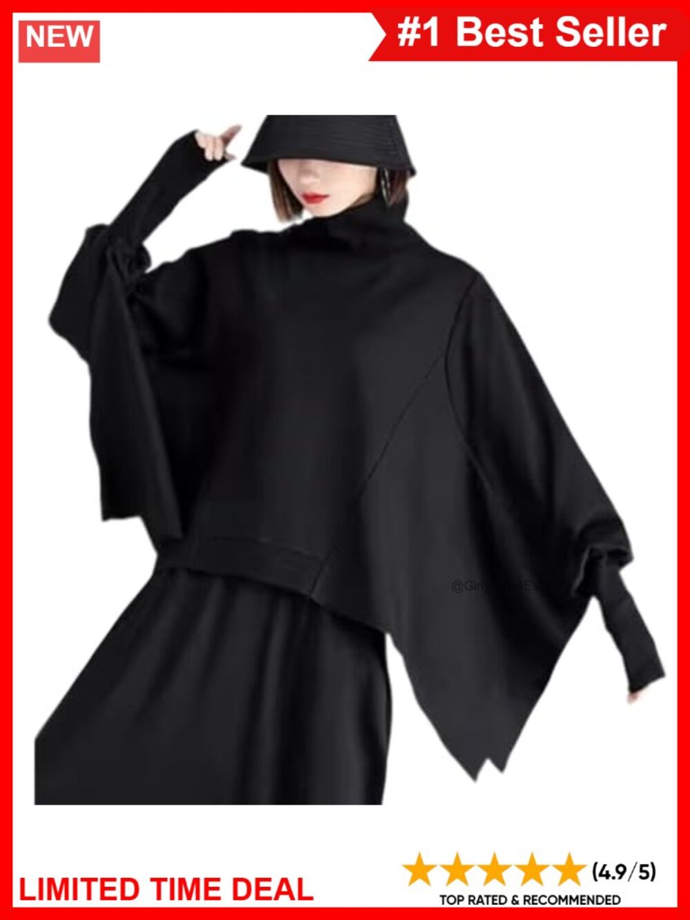 Women's Oversized Loose Fit Crewneck Pullover Sweatshirt with Thumb Holes Long